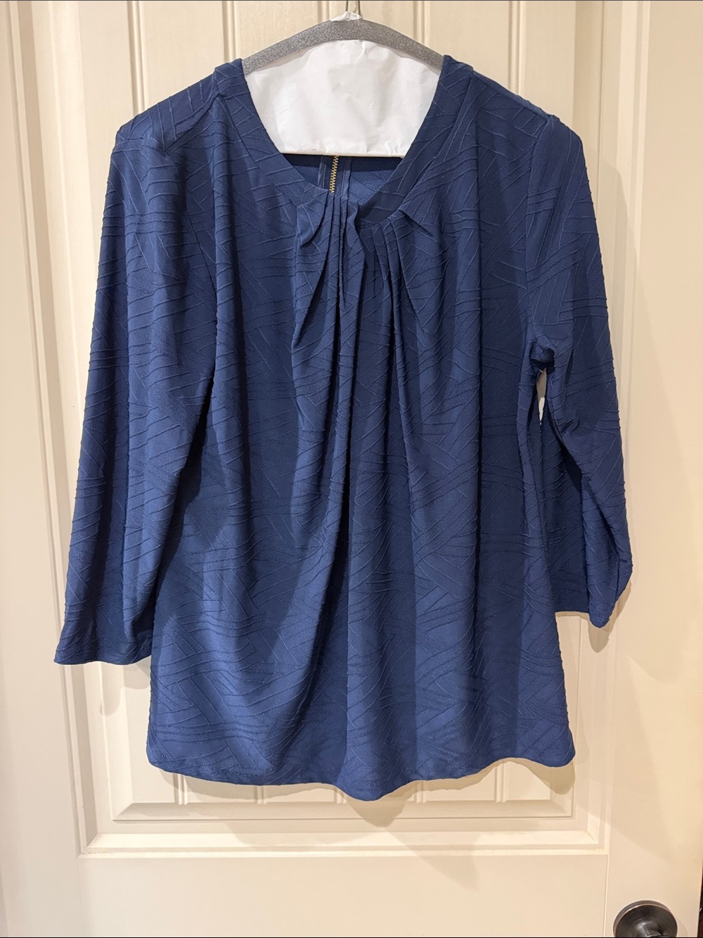 Liz Claiborne Navy Textured Blouse